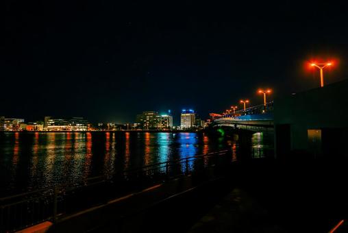 【島根】松江の夜景 島根,松江,夜景の写真素材