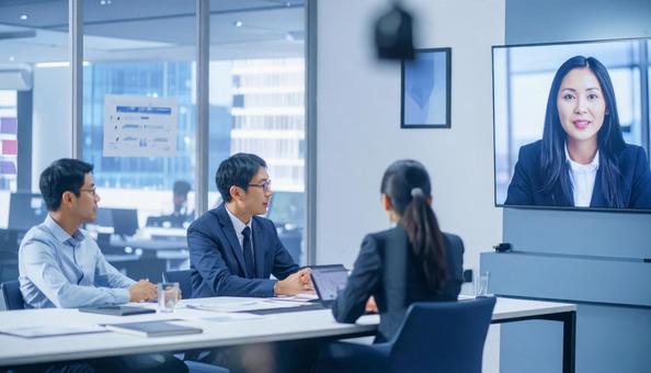複数でオンライン会議をするビジネス風景の写真