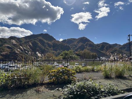 空と山 群馬,山,空の写真素材