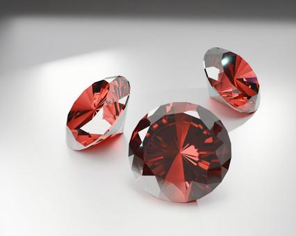 赤く輝く宝石の白背景３Dレンダリング 宝石,ブリリアントカット,カットの写真素材