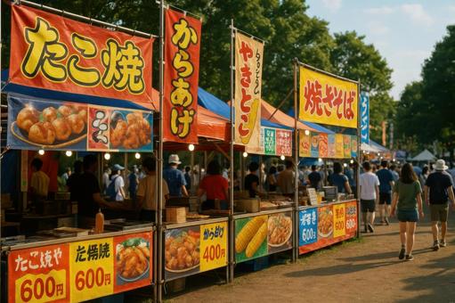 フェスのにぎやかな屋台 フェスのにぎやかな屋台の写真