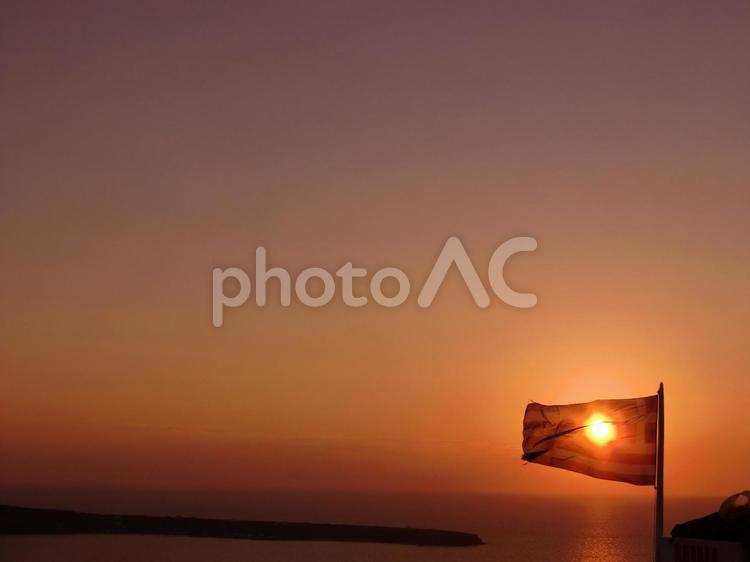ギリシャサントリーニ世界一の夕焼け ギリシャ,サントリーニ,エーゲ海の写真素材