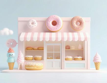 ドーナツとアイスクリームの店 ミニチュア ドーナツとアイスクリームの店 ミニチュアの写真
