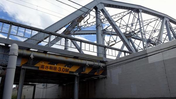 ガード下から鉄橋を見上げる ガード下から鉄橋を見上げる 鉄橋,鉄道橋,橋の写真素材