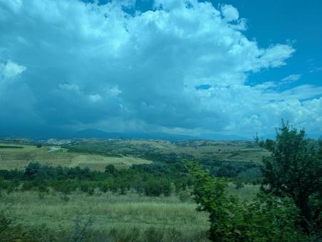 メルニックの風景 畑,ワイン産地,葡萄の写真素材