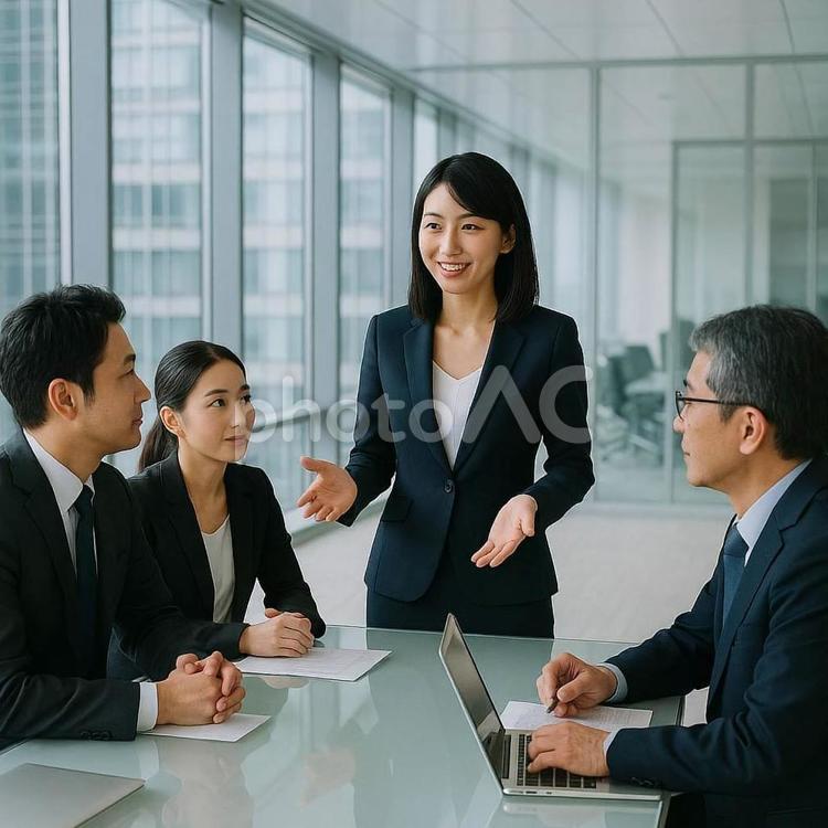 プレゼンをしてる女性 笑顔,女性,プレゼンの写真素材