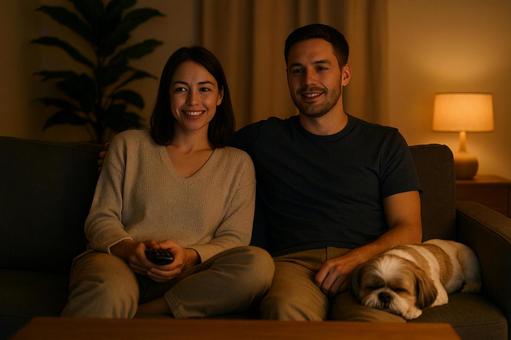 犬と映画鑑賞 犬と映画鑑賞の写真