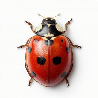 黒い斑点を持つ赤いてんとう虫 黒い斑点を持つ赤いてんとう虫の写真