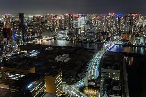 カレッタ汐留　展望　夜景　2025年 汐留,東京,夜景の写真素材