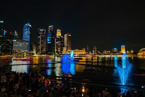 【シンガポール】マリーナベイサンズの噴水の写真