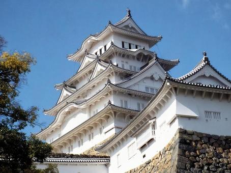 【風景写真】姫路城の風景 【風景写真】姫路城の風景 姫路城,天守閣,木造の写真素材