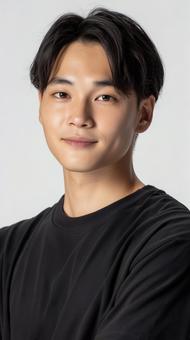 自然な魅力を持つ黒Tシャツ姿の青年男性 自然な魅力を持つ黒Tシャツ姿の青年男性の写真