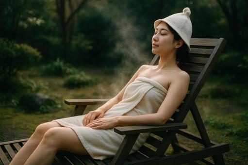 外気浴でくつろぐ時間の写真