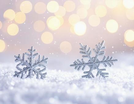 シルバーの雪の結晶と幻想的な冬の背景 シルバーの雪の結晶と幻想的な冬の背景の写真