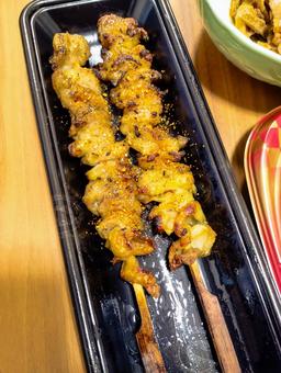 皮串 焼き鳥,皮,串焼きの写真素材