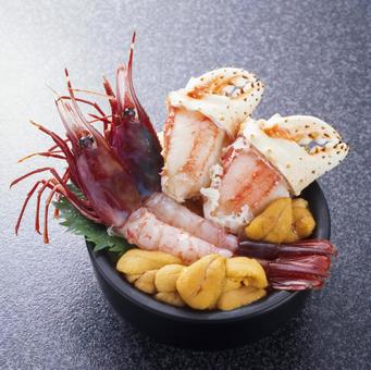 海鮮丼 海鮮丼 海鮮丼,魚介,エビの写真素材