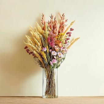 カラフルなドライフラワーの花束 カラフルなドライフラワーの花束の写真