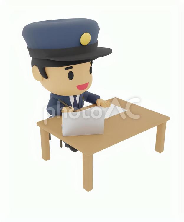 オンラインで勉強や仕事する警察官 男,警察官,警察の写真素材