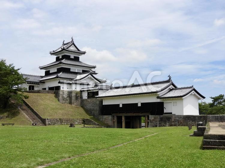 白河小峰城三重櫓と前御門2 白河小峰城,小峰城,白河市の写真素材