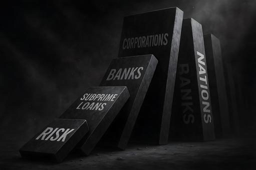 金融危機のドミノ倒し 金融危機のドミノ倒しの写真