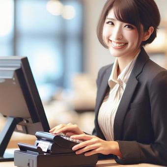 笑顔の日本人女性社員の写真