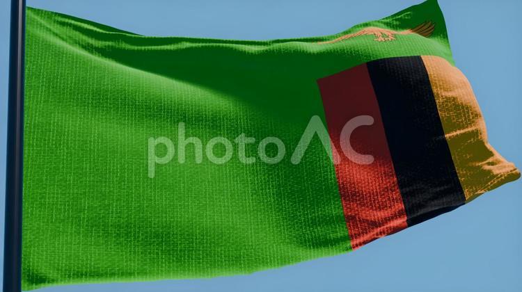 ザンビア国旗・風になびく ザンビア,国旗,旗の写真素材