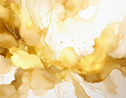 茶色と金色のラメの水彩にじみ背景の写真