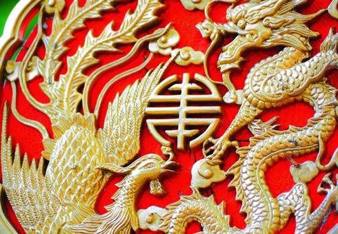 龍 鳳凰 彫刻 中華街 香港 台湾アジア 龍 鳳凰 彫刻 中華街 香港 台湾アジア ドラゴン,鳳凰,龍の写真素材