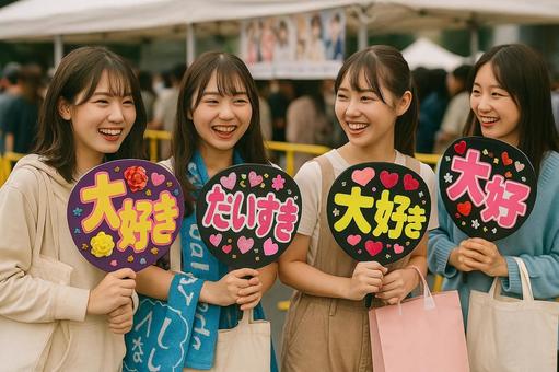 推し活(女性) 推し活(女性) 女性,グループ,推し活の写真素材