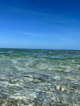 透明な浅瀬と青空 透明な浅瀬と青空 海,浅瀬,透明の写真素材