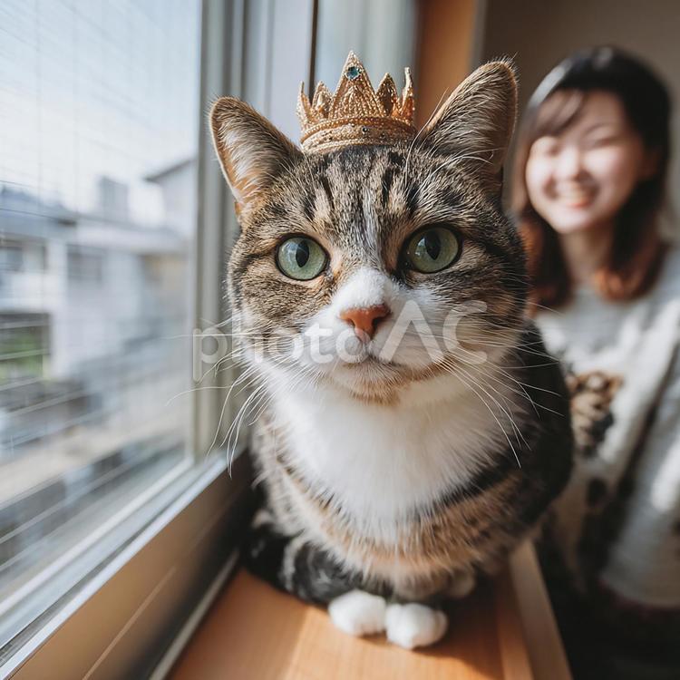 推しの猫を眺める至福のひととき 推し活,推し,冠の写真素材