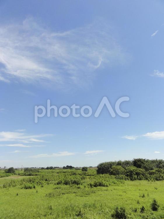 きれいな空と拡がる大地 風景,何人もありません,空の写真素材