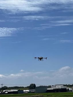 Photo, drone, helicopter shot, pesticide spraying, 
