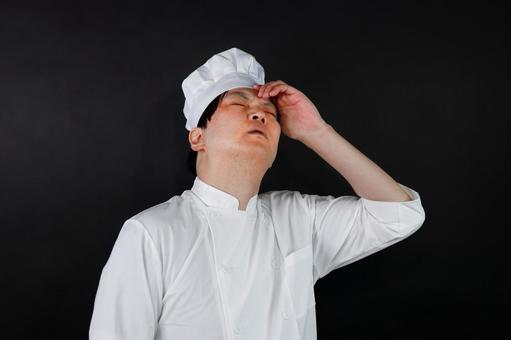 疲れた料理人の表情 疲れた料理人の表情 料理人,シェフ,疲れの写真素材
