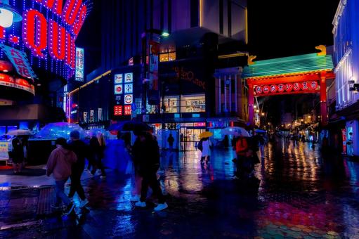 雨夜の浅草 雨夜の浅草 サイバーパンク,浅草,幻想的の写真素材