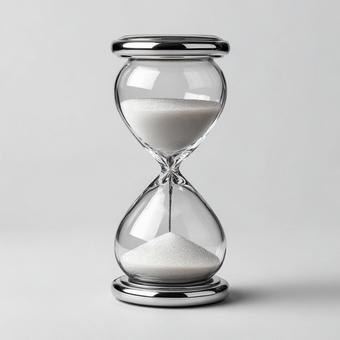 サラサラと砂が落ちる砂時計の写真