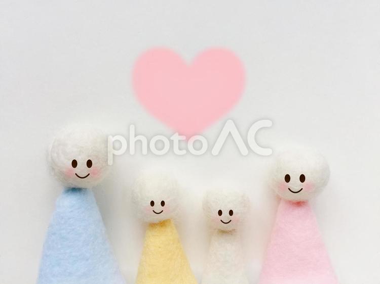 なかよし家族 家族,羊毛フェルト,家族愛の写真素材