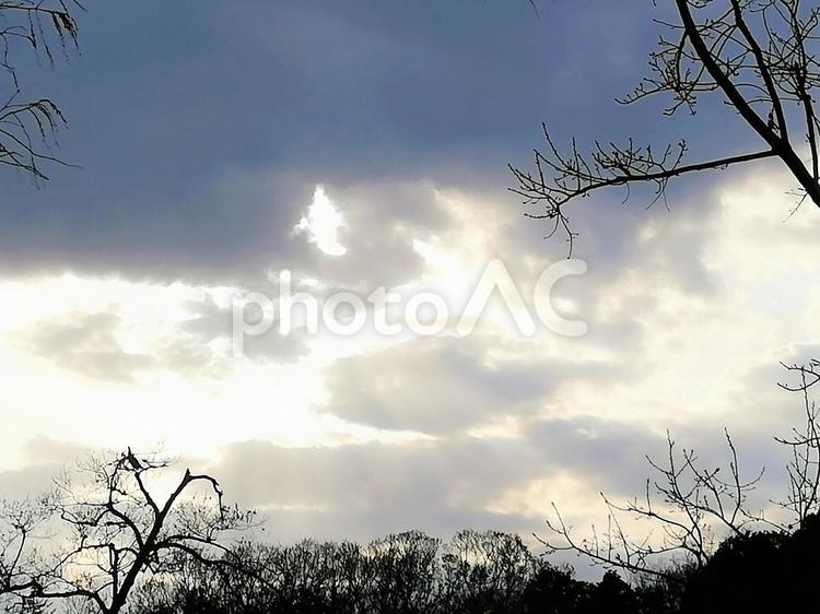 夕暮れ 冬,空,背景の写真素材