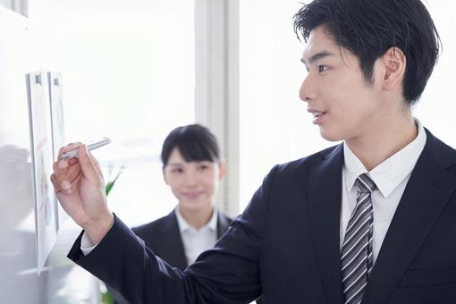 Japanese business person having a meeting, japanese, meeting, conference, JPG