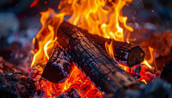 赤く輝く焚火の炎 赤く輝く焚火の炎の写真