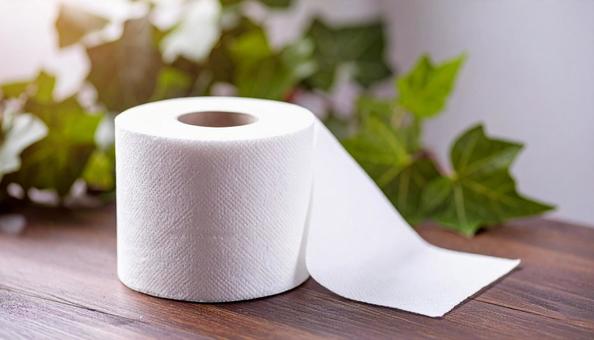 テーブルに置かれたトイレットペーパー テーブルに置かれたトイレットペーパーの写真