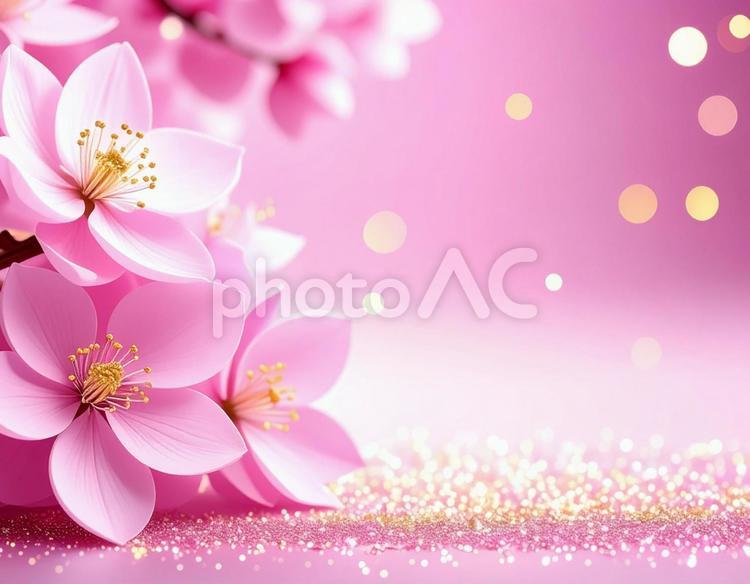 ピンク＆ゴールド美しい花01 桜,ピンク,ゴールドの写真素材