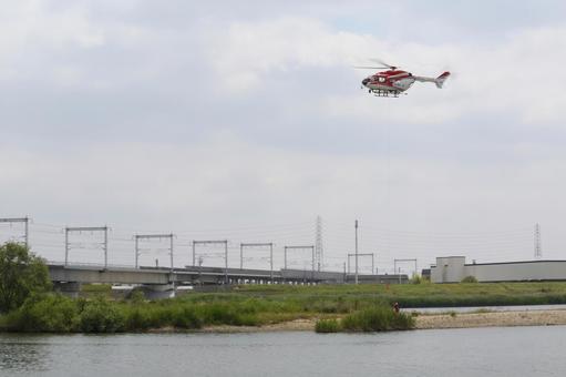 水難救助訓練 ヘリコプター,消防,救助の写真素材