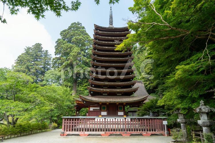 奈良　談山神社　十三重塔 談山神社,談山,神社の写真素材
