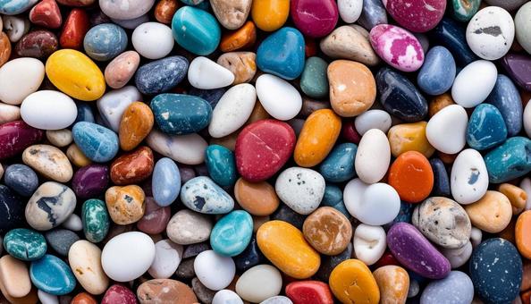 カラフルな玉砂利の敷材のテクスチャの写真