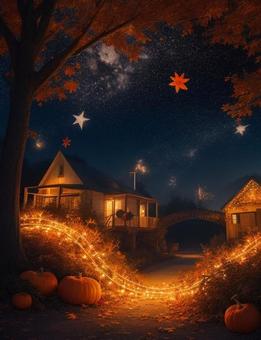 ハロウィン ライトアップとかぼちゃ ハロウィン ライトアップとかぼちゃの写真