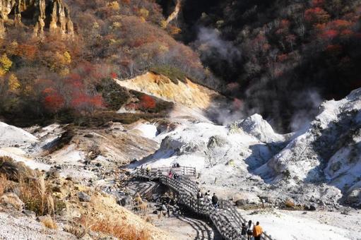 登別温泉の地獄谷 地獄谷,登別温泉,湯気の写真素材