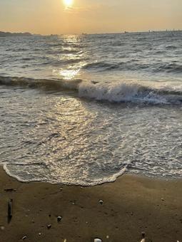 晩秋の海 夕方,田舎,爽やかの写真素材
