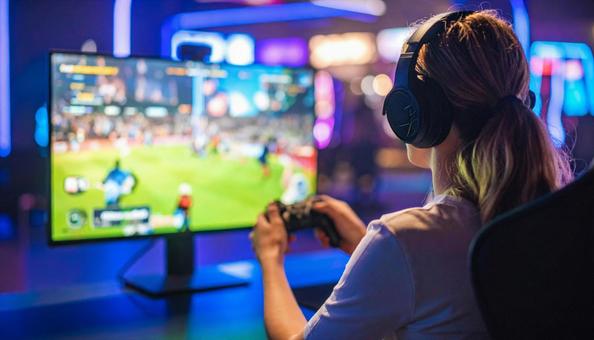 オンラインゲームを楽しむ人 オンラインゲームを楽しむ人の写真