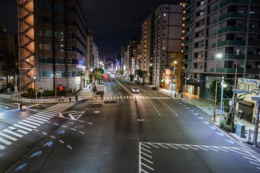 門前仲町　夜景 門前仲町,夜,東京の写真素材